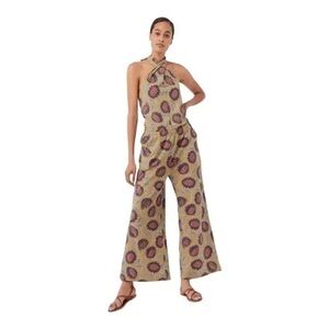 Pact Fennel Sunflowers Revive Halter Jumpsuit